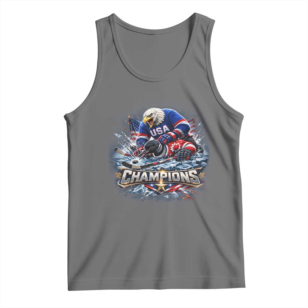 USA Ice Hockey Tank Top Eagle Dominates Canada 2026 Hockey Champions Graphic
