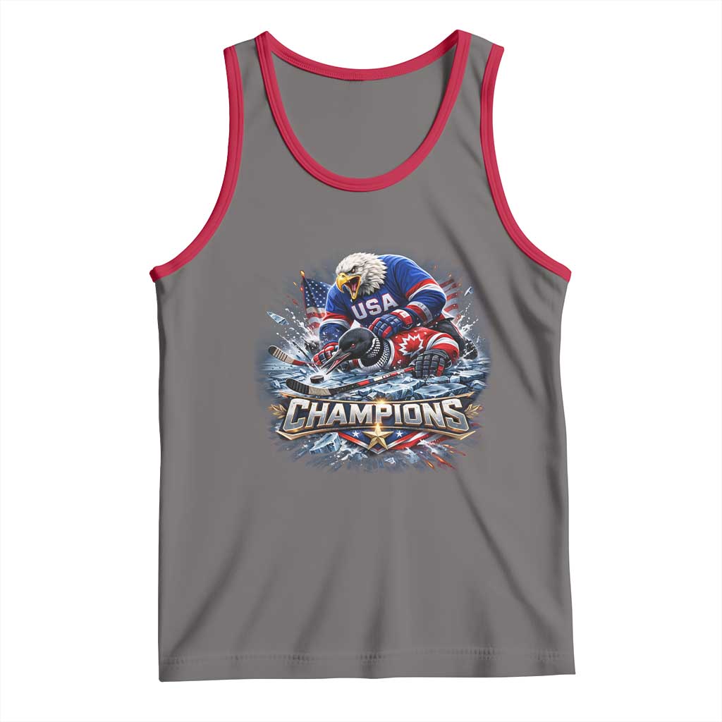 USA Ice Hockey Tank Top Eagle Dominates Canada 2026 Hockey Champions Graphic