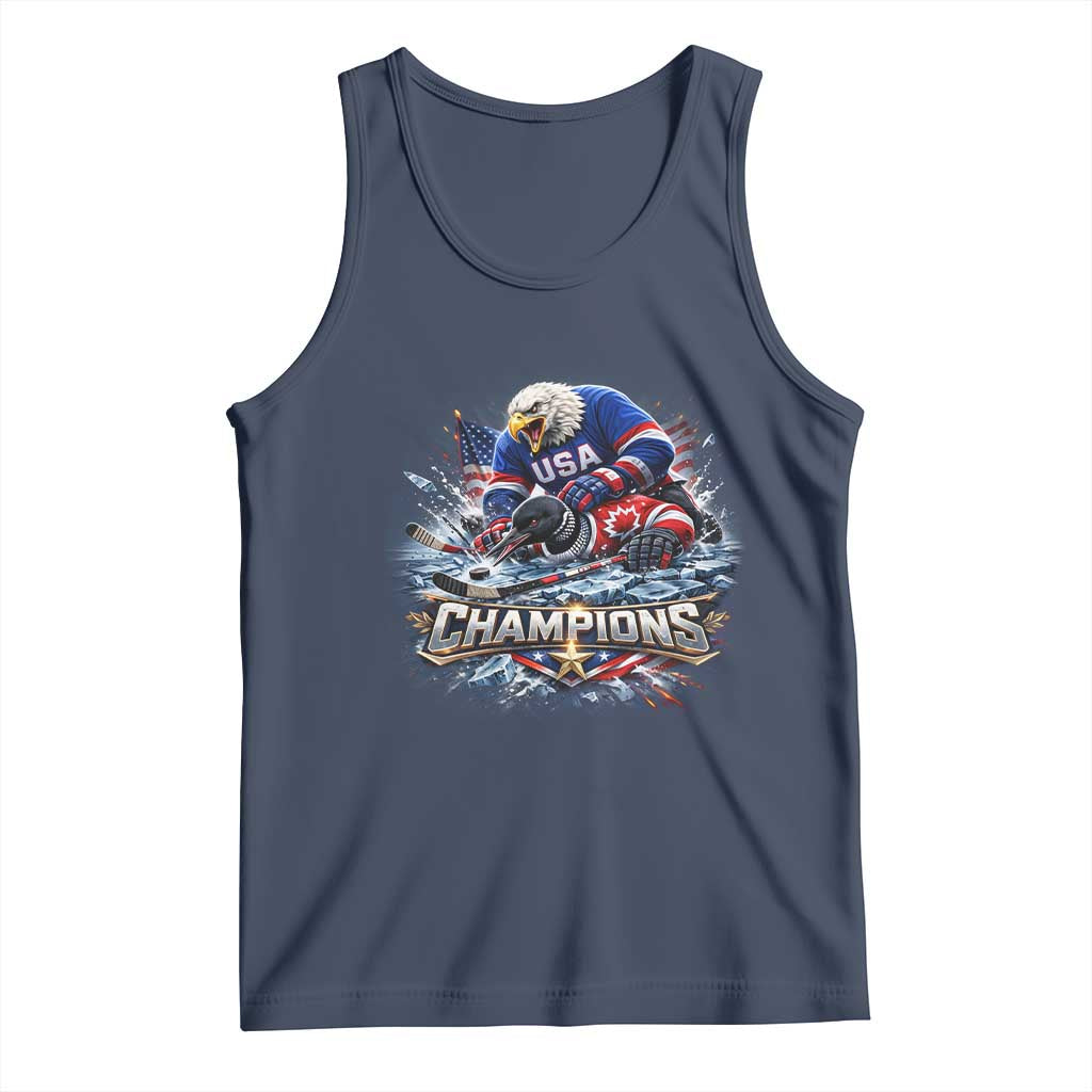 USA Ice Hockey Tank Top Eagle Dominates Canada 2026 Hockey Champions Graphic