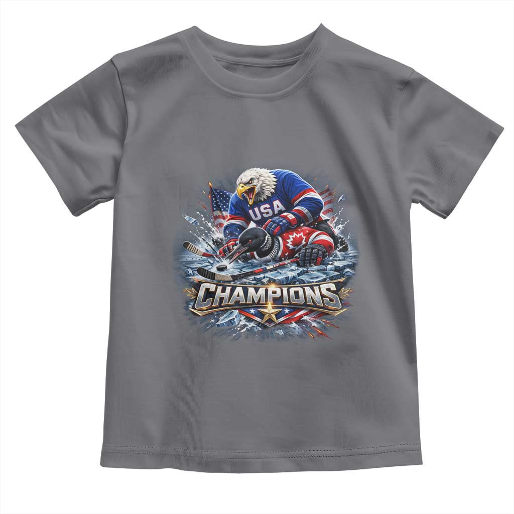 USA Ice Hockey Toddler T Shirt Eagle Dominates Canada 2026 Hockey Champions Graphic