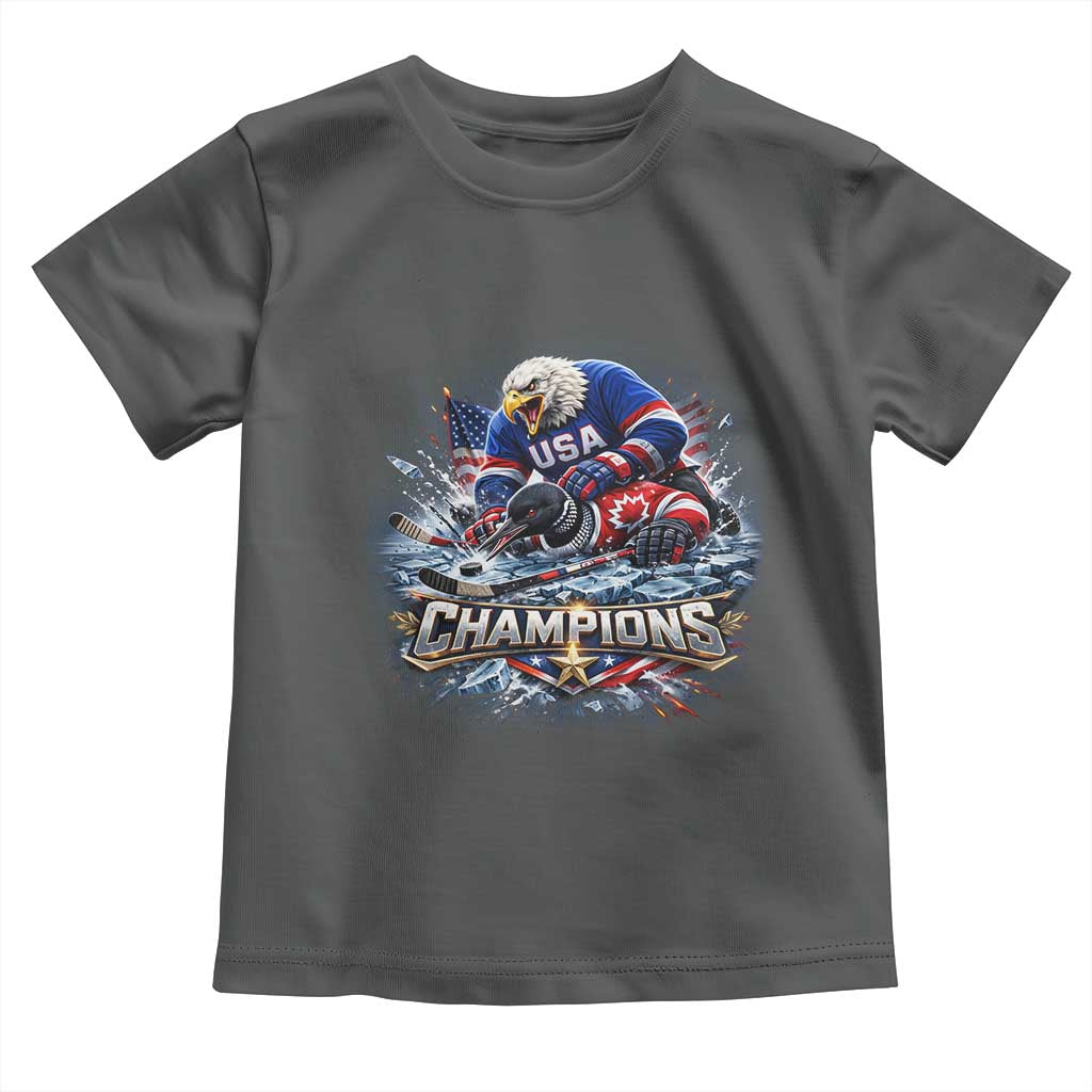 USA Ice Hockey Toddler T Shirt Eagle Dominates Canada 2026 Hockey Champions Graphic