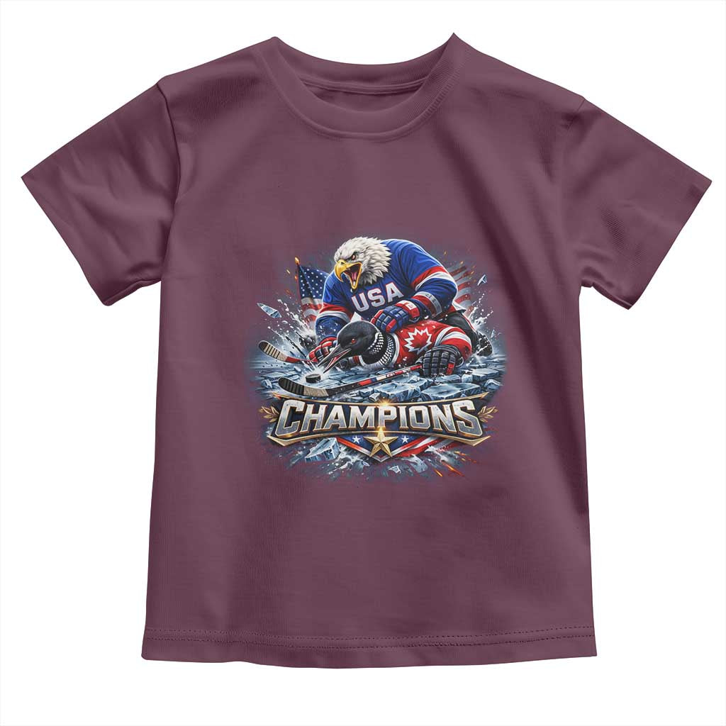 USA Ice Hockey Toddler T Shirt Eagle Dominates Canada 2026 Hockey Champions Graphic