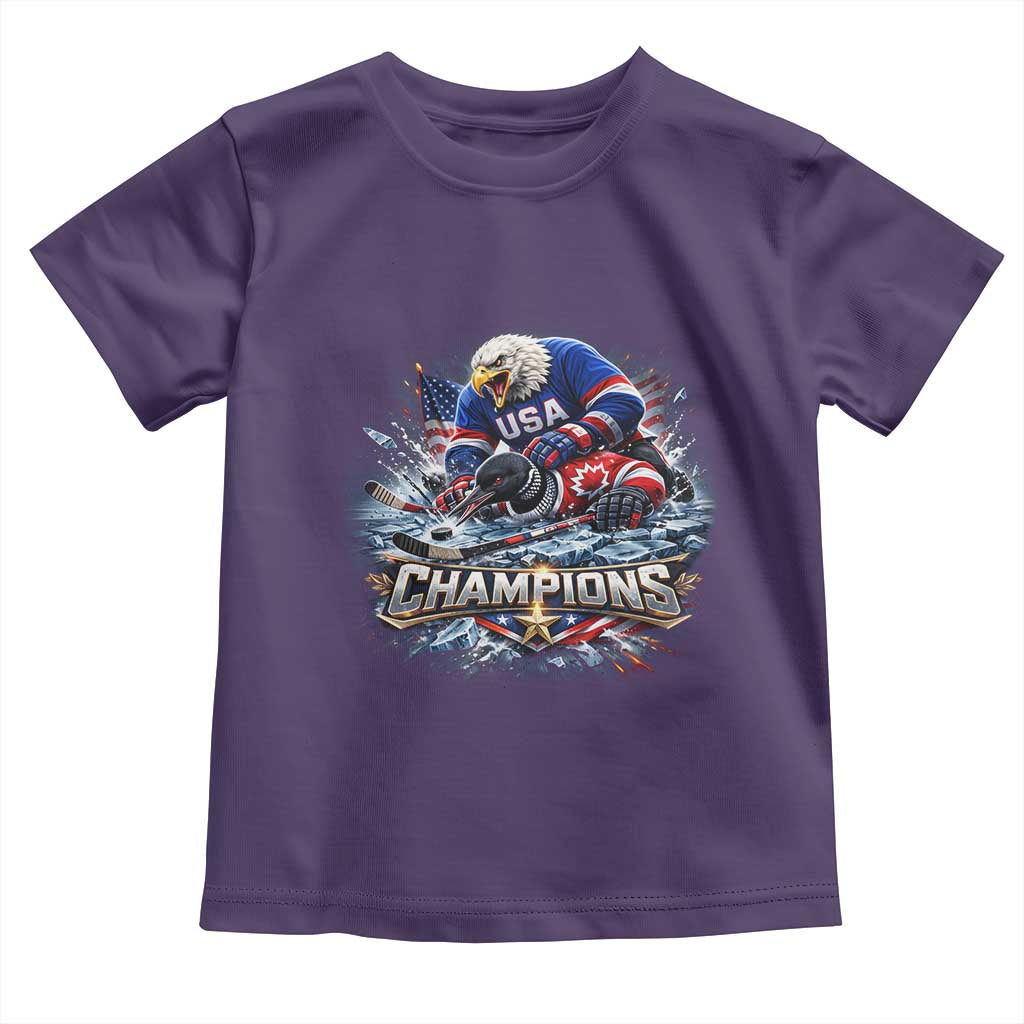 USA Ice Hockey Toddler T Shirt Eagle Dominates Canada 2026 Hockey Champions Graphic