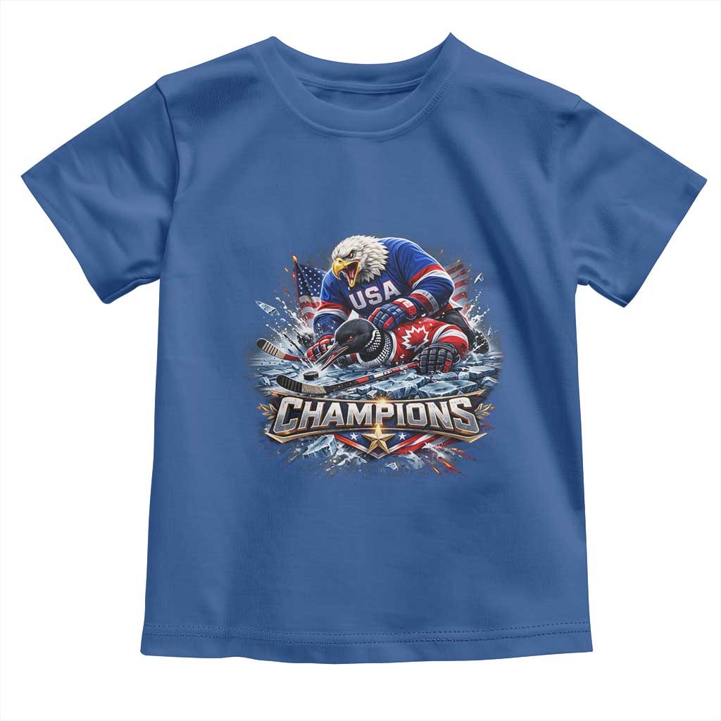 USA Ice Hockey Toddler T Shirt Eagle Dominates Canada 2026 Hockey Champions Graphic