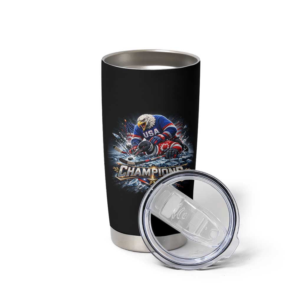 USA Ice Hockey Tumbler Cup Eagle Dominates Canada 2026 Hockey Champions Graphic