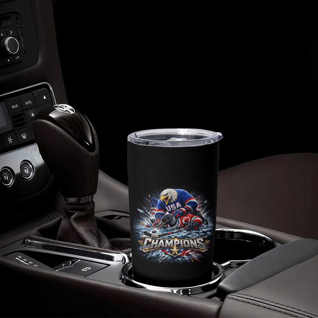 USA Ice Hockey Tumbler Cup Eagle Dominates Canada 2026 Hockey Champions Graphic