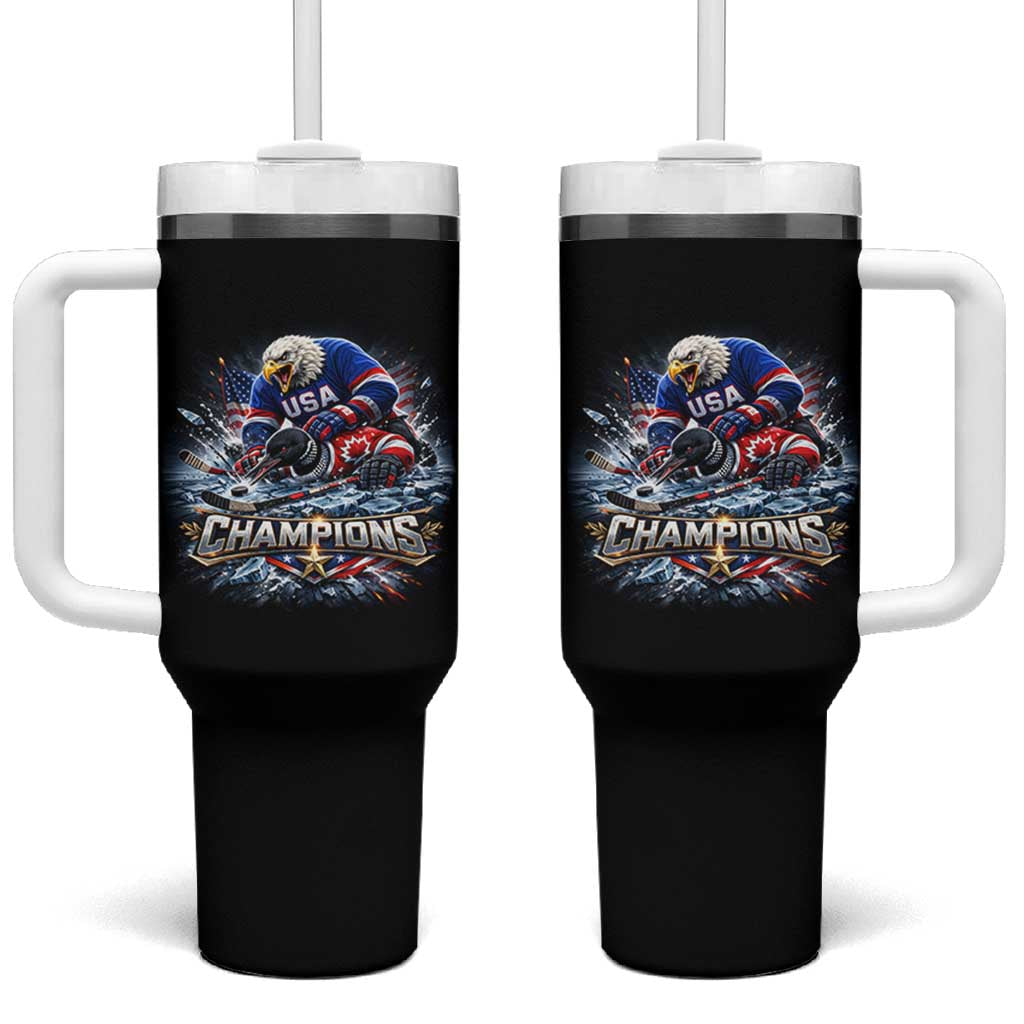 USA Ice Hockey Tumbler With Handle Eagle Dominates Canada 2026 Hockey Champions Graphic