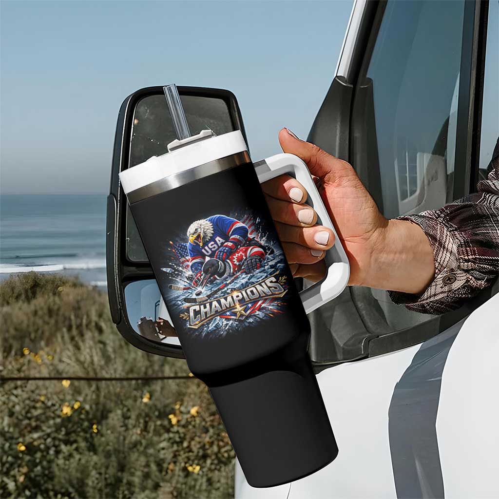 USA Ice Hockey Tumbler With Handle Eagle Dominates Canada 2026 Hockey Champions Graphic