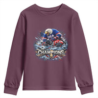 USA Ice Hockey Youth Sweatshirt Eagle Dominates Canada 2026 Hockey Champions Graphic