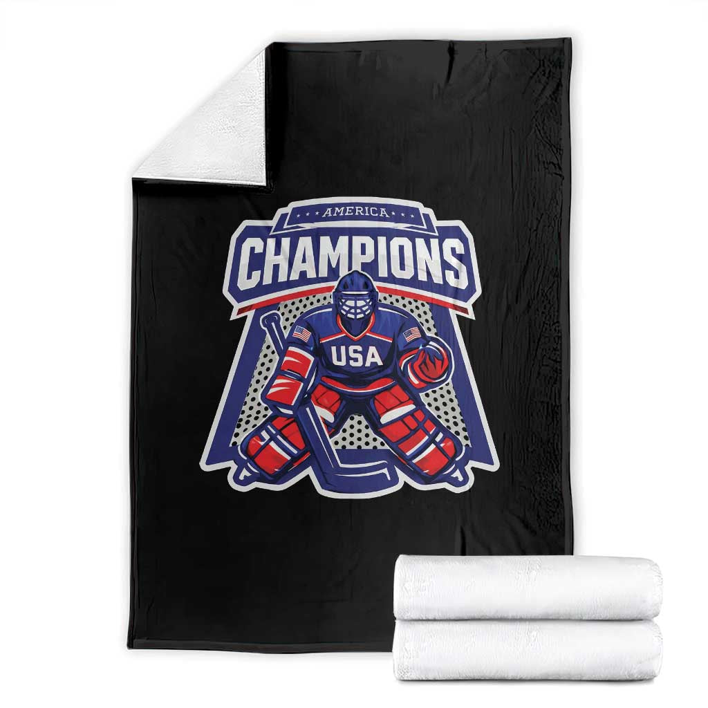 USA Ice Hockey Throw Blanket America Champions Patriotic Ice Hockey Team Fan