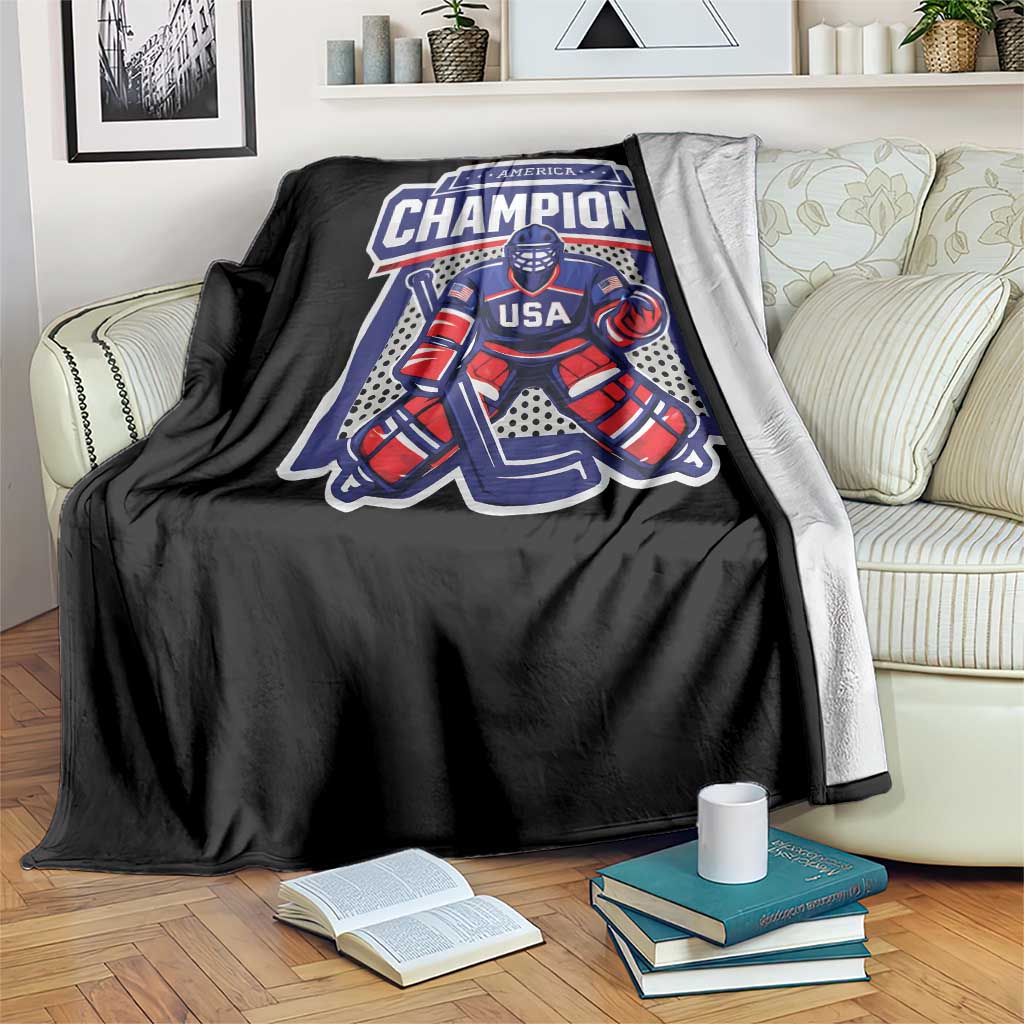 USA Ice Hockey Throw Blanket America Champions Patriotic Ice Hockey Team Fan