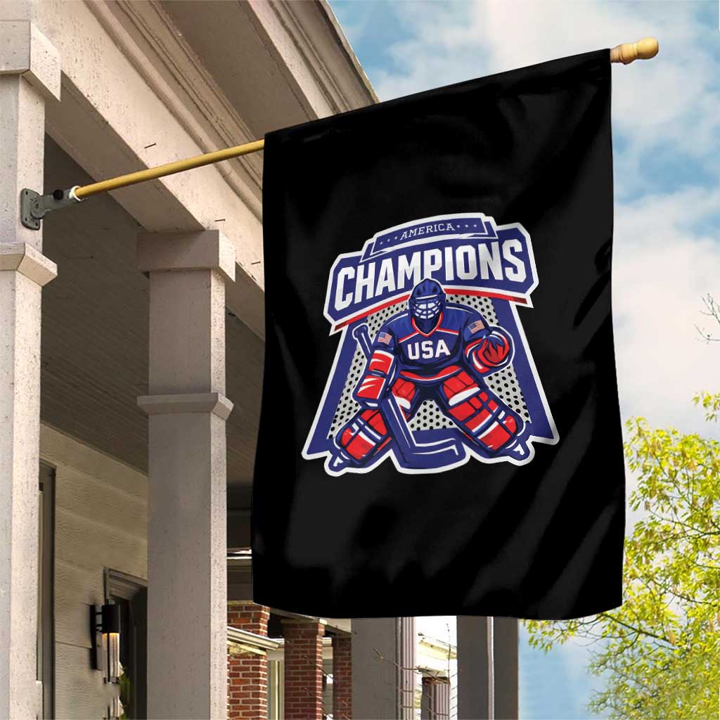 USA Ice Hockey Garden Flag America Champions Patriotic Ice Hockey Team Fan