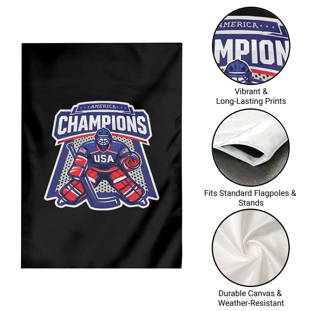 USA Ice Hockey Garden Flag America Champions Patriotic Ice Hockey Team Fan