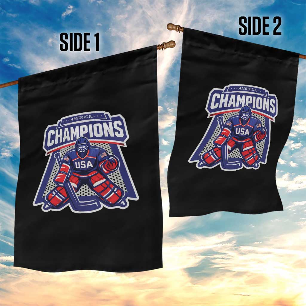 USA Ice Hockey Garden Flag America Champions Patriotic Ice Hockey Team Fan