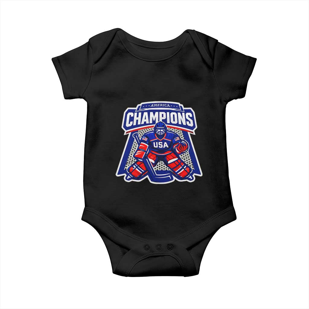 USA Ice Hockey Baby Onesie America Champions Patriotic Ice Hockey Team Fan