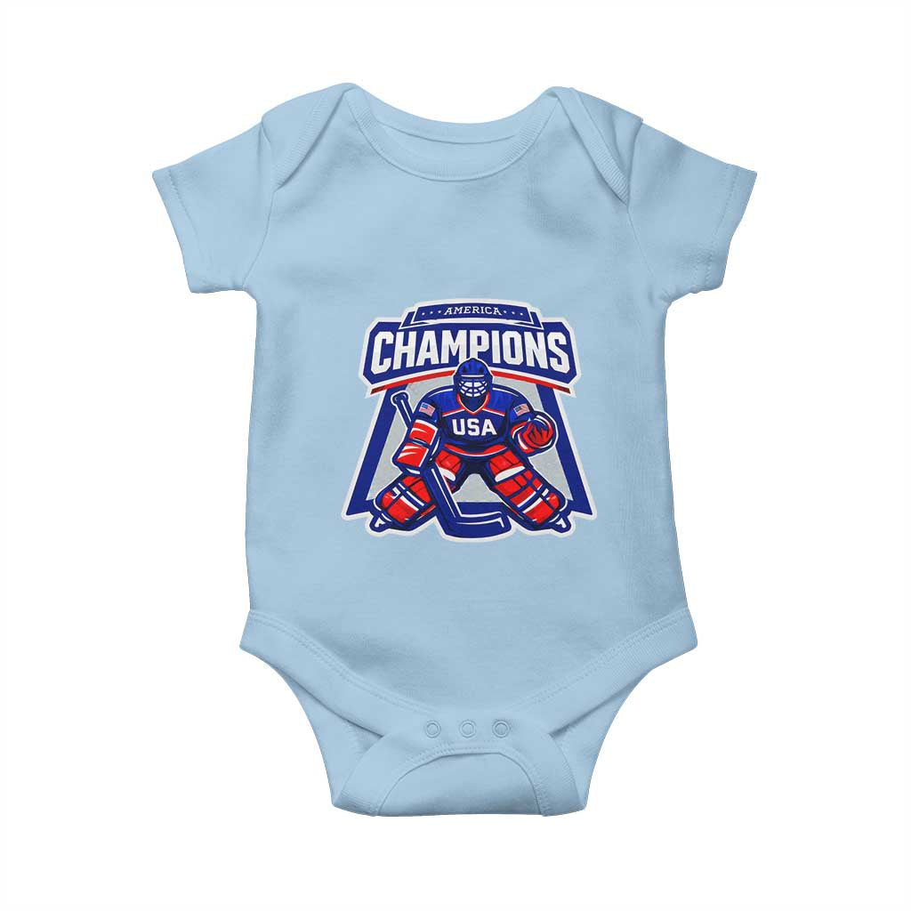 USA Ice Hockey Baby Onesie America Champions Patriotic Ice Hockey Team Fan