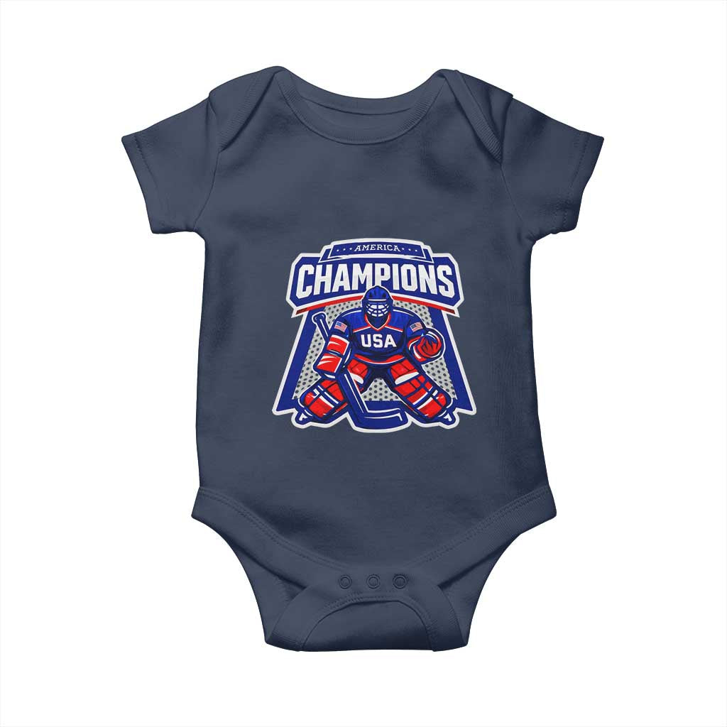 USA Ice Hockey Baby Onesie America Champions Patriotic Ice Hockey Team Fan