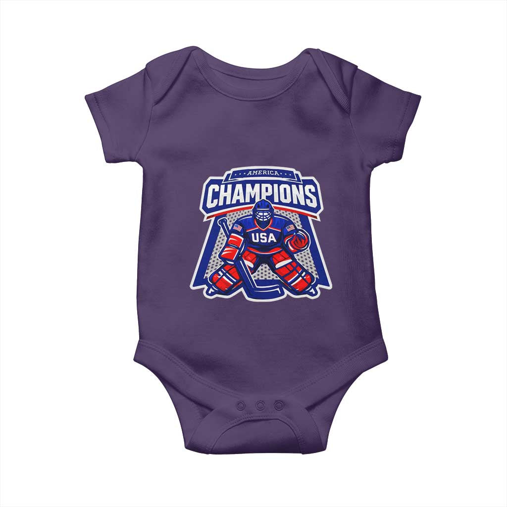 USA Ice Hockey Baby Onesie America Champions Patriotic Ice Hockey Team Fan