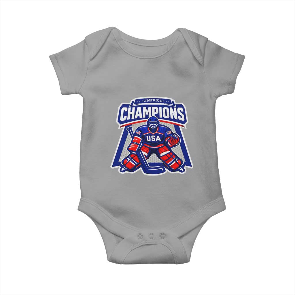 USA Ice Hockey Baby Onesie America Champions Patriotic Ice Hockey Team Fan