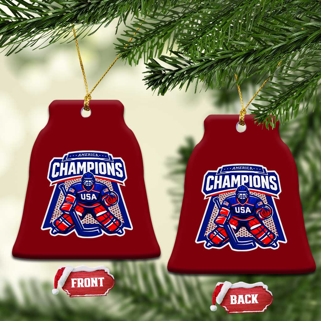 USA Ice Hockey Ceramic Ornament America Champions Patriotic Ice Hockey Team Fan