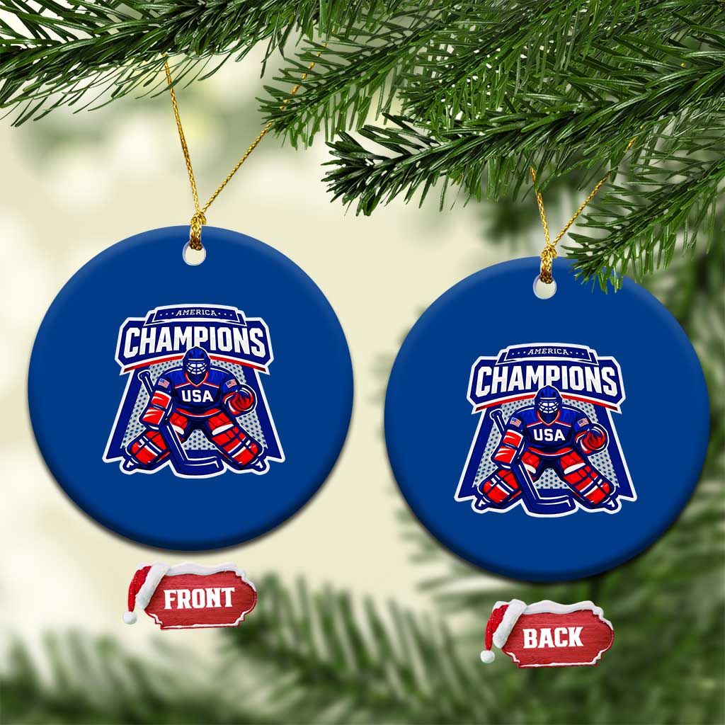 USA Ice Hockey Ceramic Ornament America Champions Patriotic Ice Hockey Team Fan