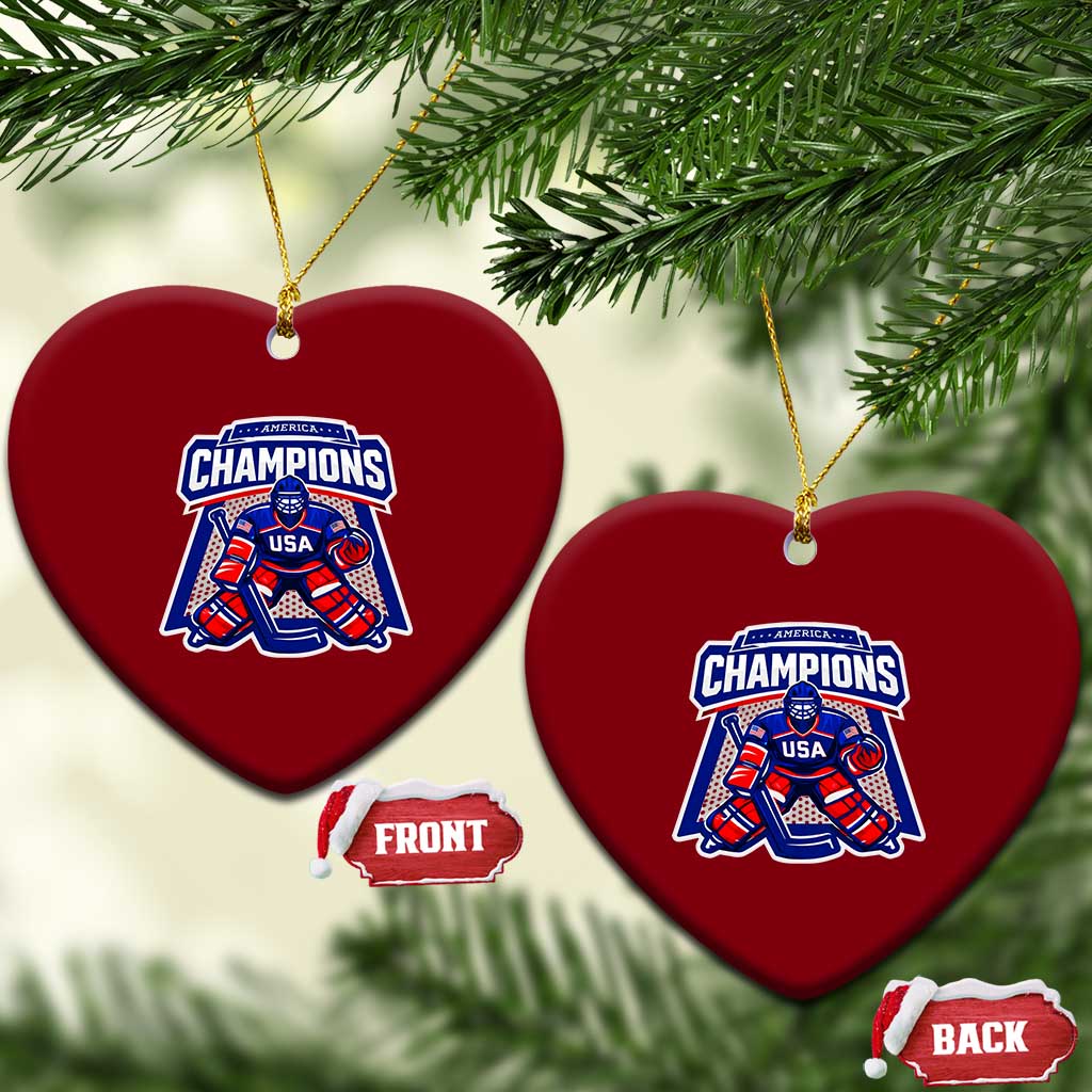 USA Ice Hockey Ceramic Ornament America Champions Patriotic Ice Hockey Team Fan