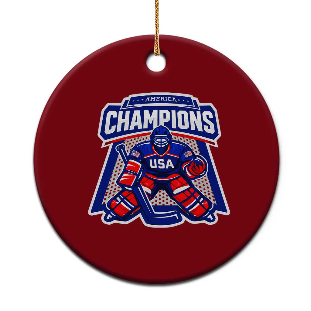 USA Ice Hockey Ceramic Ornament America Champions Patriotic Ice Hockey Team Fan
