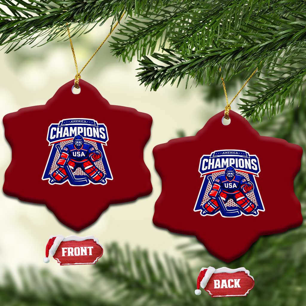 USA Ice Hockey Ceramic Ornament America Champions Patriotic Ice Hockey Team Fan
