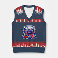 USA Ice Hockey V-Neck Knit Sweater Vest America Champions Patriotic Ice Hockey Team Fan