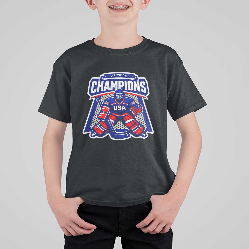 USA Ice Hockey T Shirt For Kid America Champions Patriotic Ice Hockey Team Fan