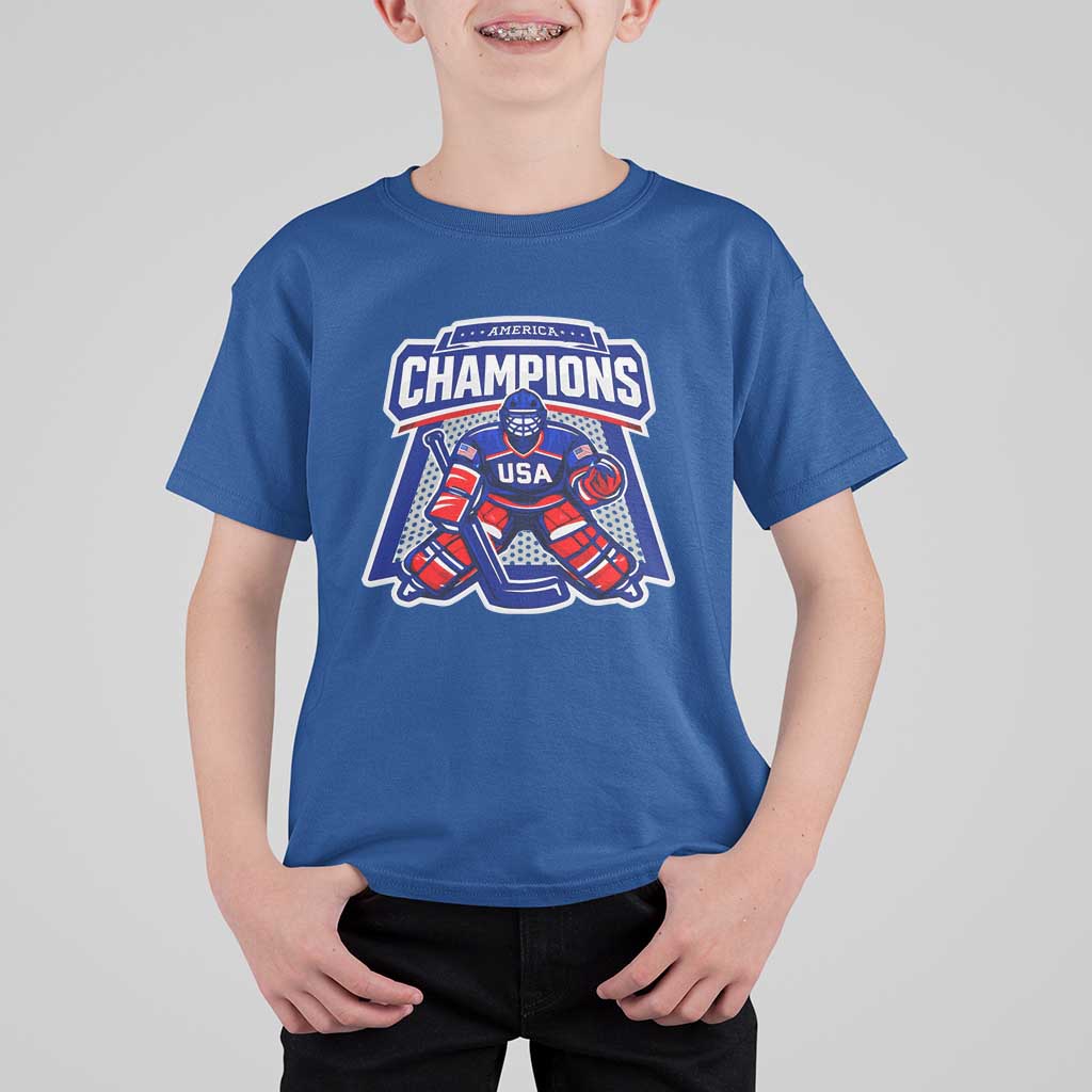 USA Ice Hockey T Shirt For Kid America Champions Patriotic Ice Hockey Team Fan