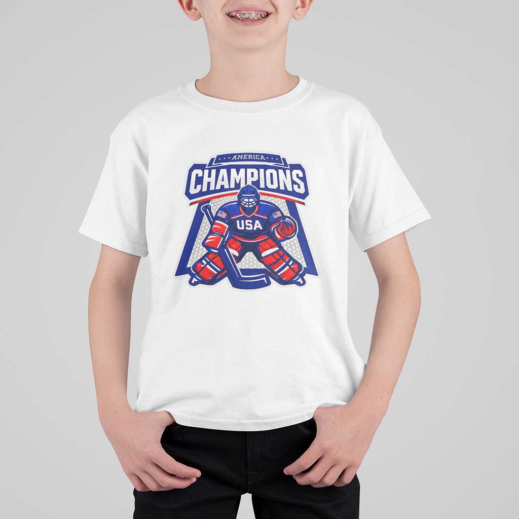 USA Ice Hockey T Shirt For Kid America Champions Patriotic Ice Hockey Team Fan