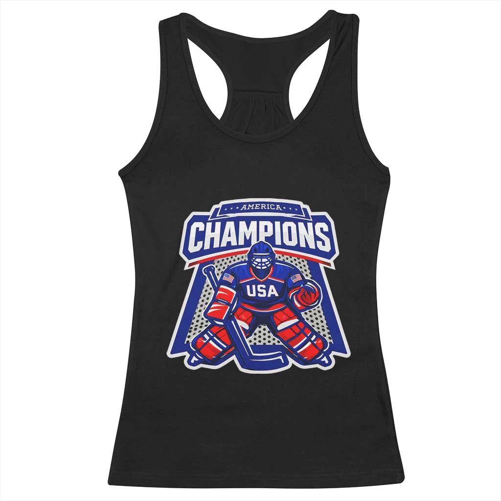 USA Ice Hockey Racerback Tank Top America Champions Patriotic Ice Hockey Team Fan