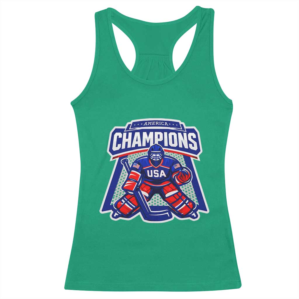 USA Ice Hockey Racerback Tank Top America Champions Patriotic Ice Hockey Team Fan