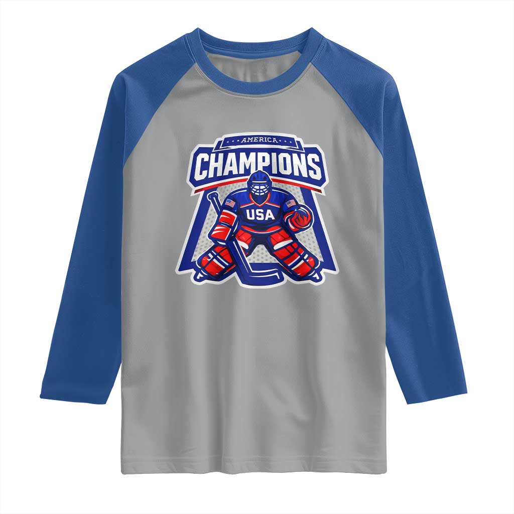 USA Ice Hockey Raglan Shirt America Champions Patriotic Ice Hockey Team Fan