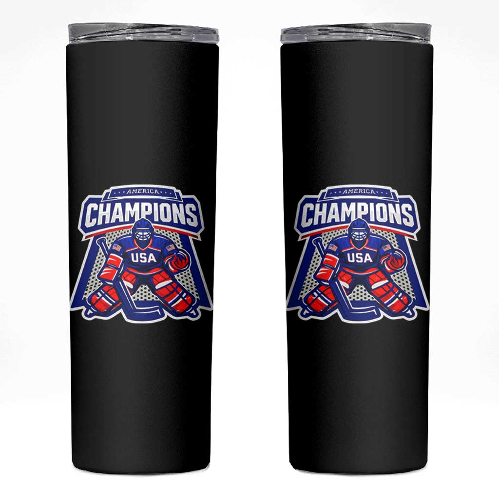 USA Ice Hockey Skinny Tumbler America Champions Patriotic Ice Hockey Team Fan