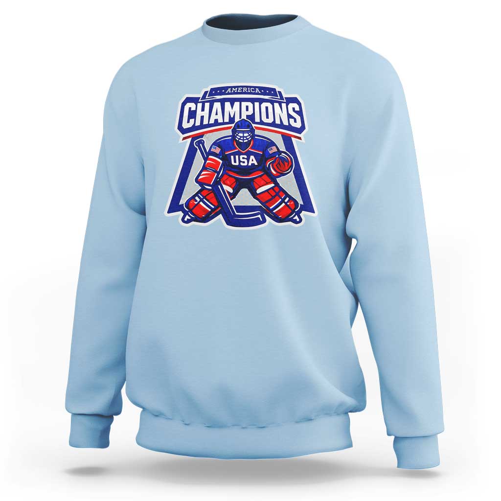 USA Ice Hockey Sweatshirt America Champions Patriotic Ice Hockey Team Fan