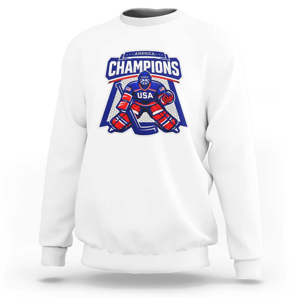 USA Ice Hockey Sweatshirt America Champions Patriotic Ice Hockey Team Fan