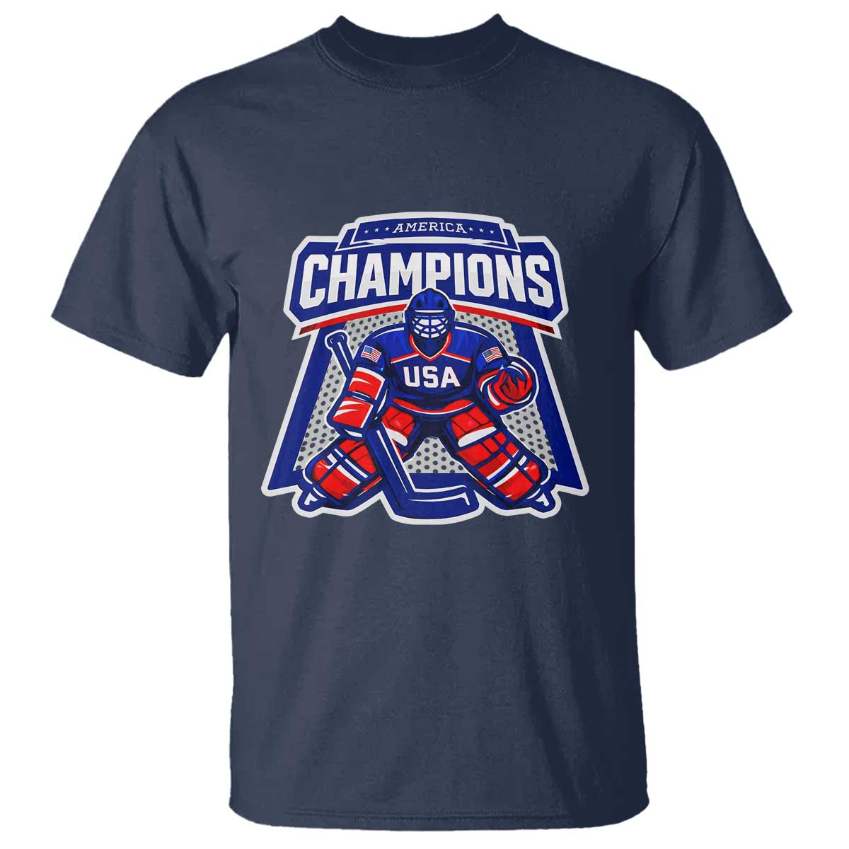 USA Ice Hockey T Shirt America Champions Patriotic Ice Hockey Team Fan