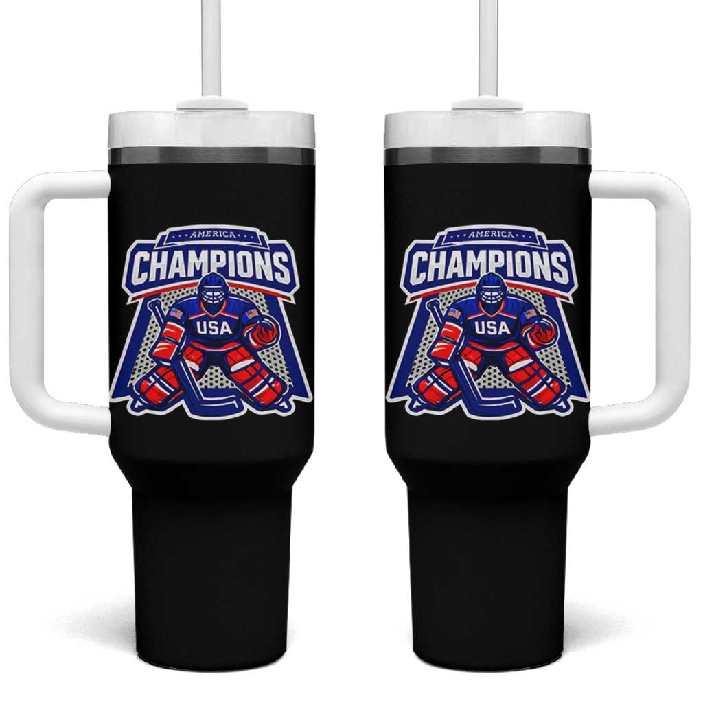 USA Ice Hockey Tumbler With Handle America Champions Patriotic Ice Hockey Team Fan