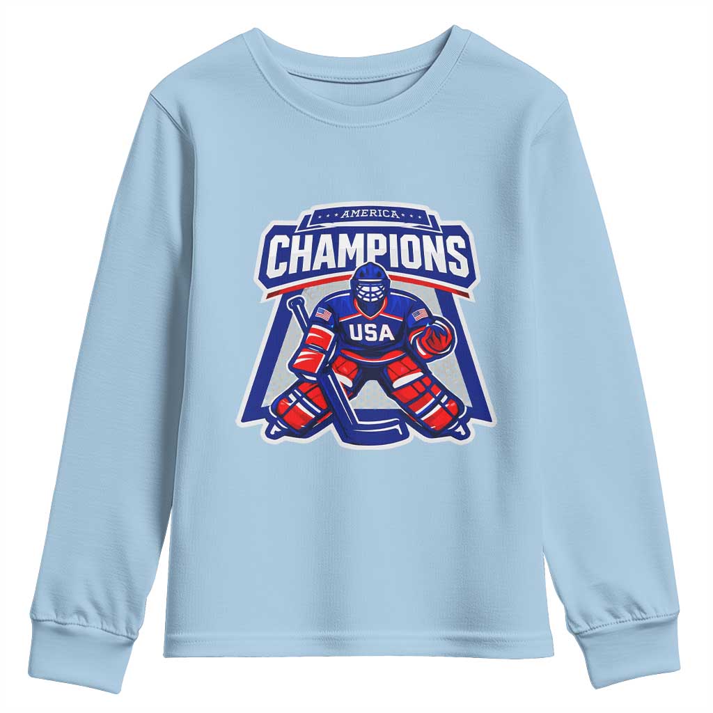 USA Ice Hockey Youth Sweatshirt America Champions Patriotic Ice Hockey Team Fan