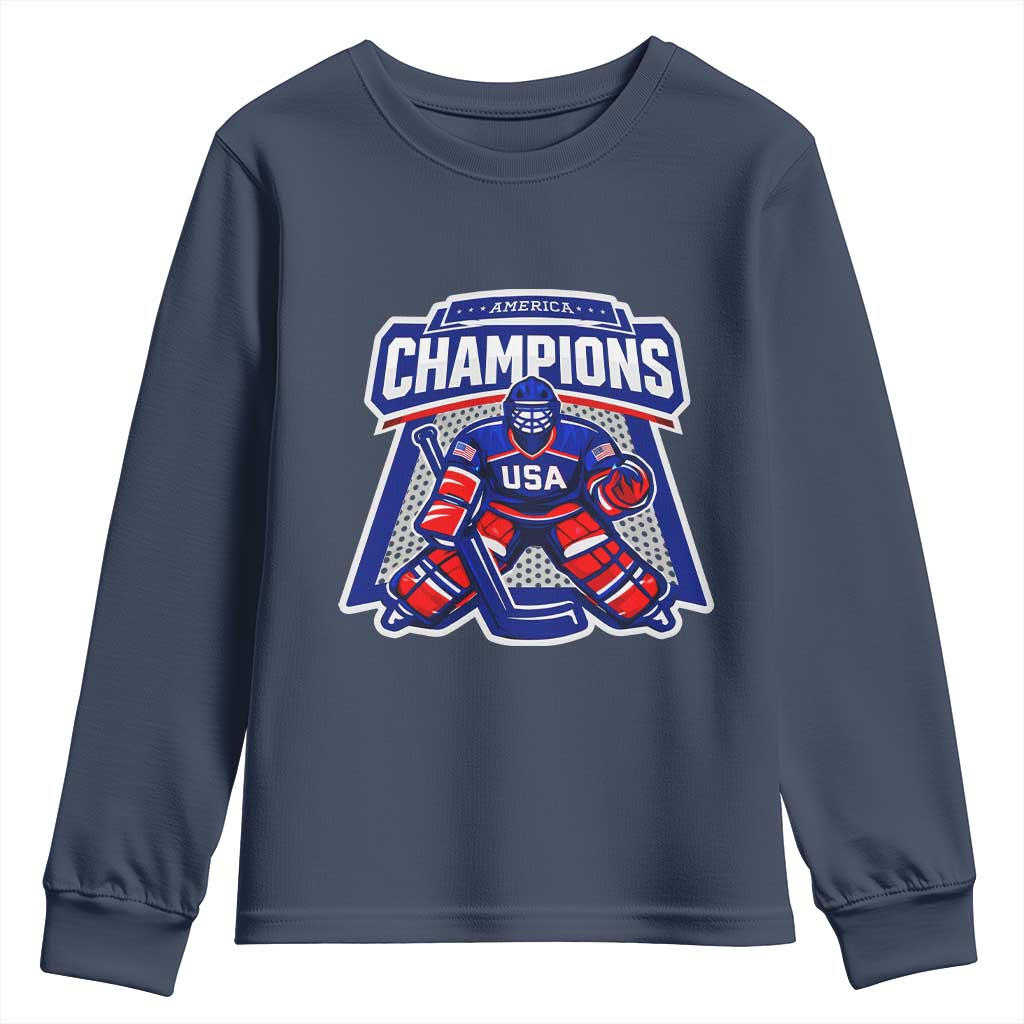 USA Ice Hockey Youth Sweatshirt America Champions Patriotic Ice Hockey Team Fan