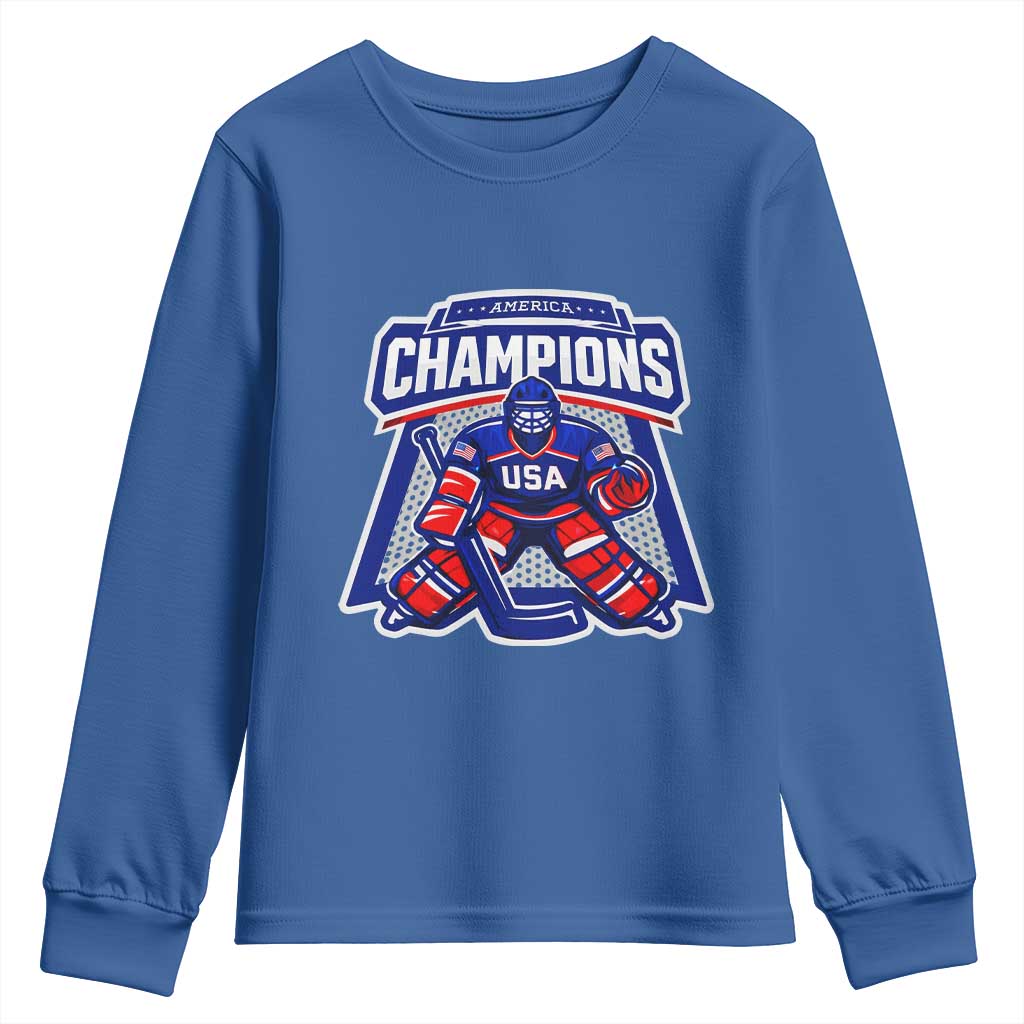 USA Ice Hockey Youth Sweatshirt America Champions Patriotic Ice Hockey Team Fan