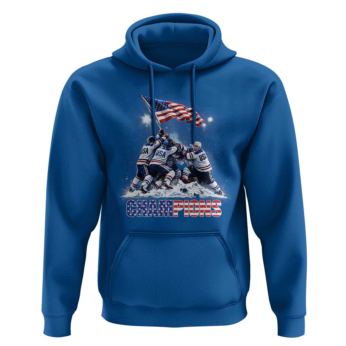 USA Ice Hockey Hoodie Hockey Champions 2026 USA Players Raising Flag On Ice