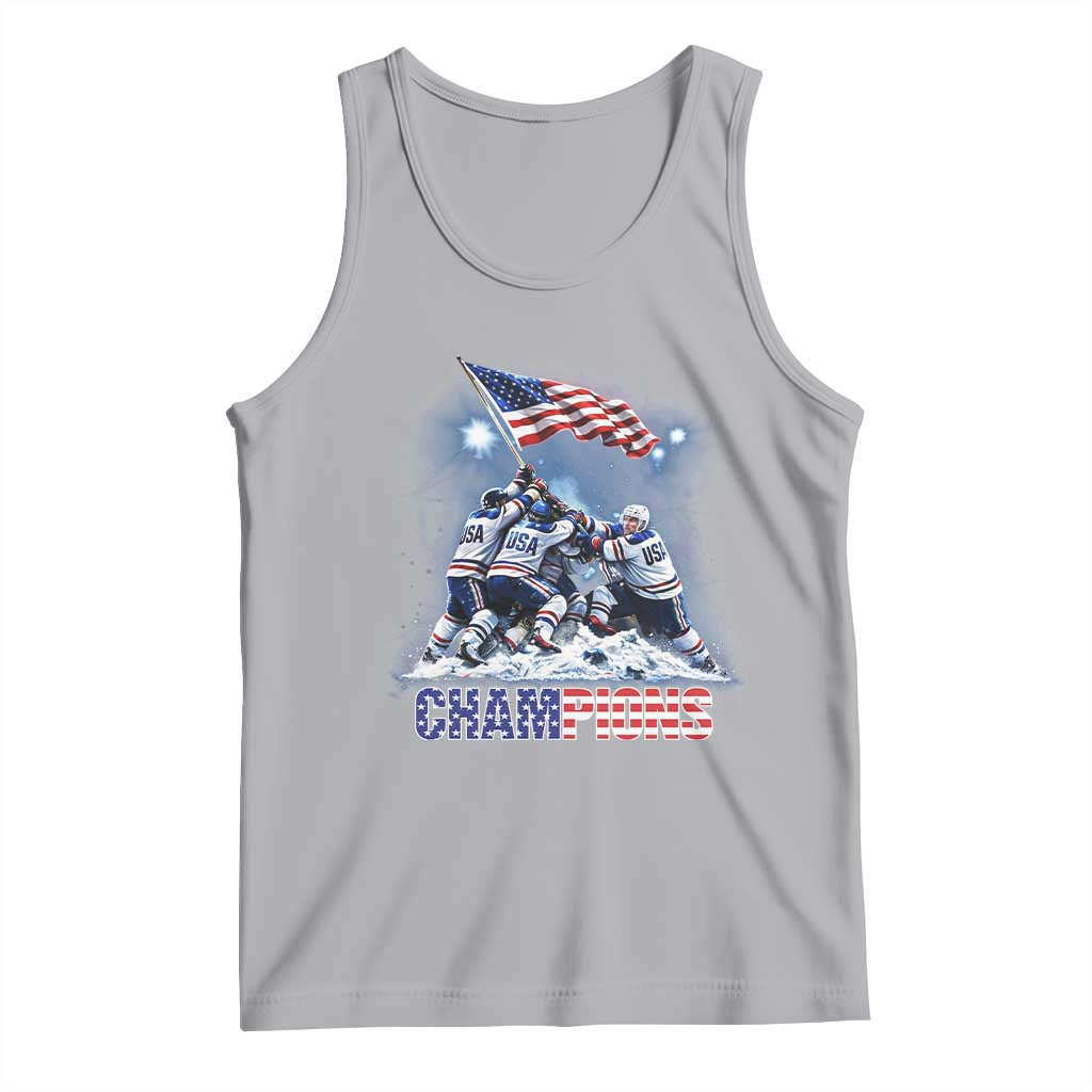 USA Ice Hockey Tank Top Hockey Champions 2026 USA Players Raising Flag On Ice