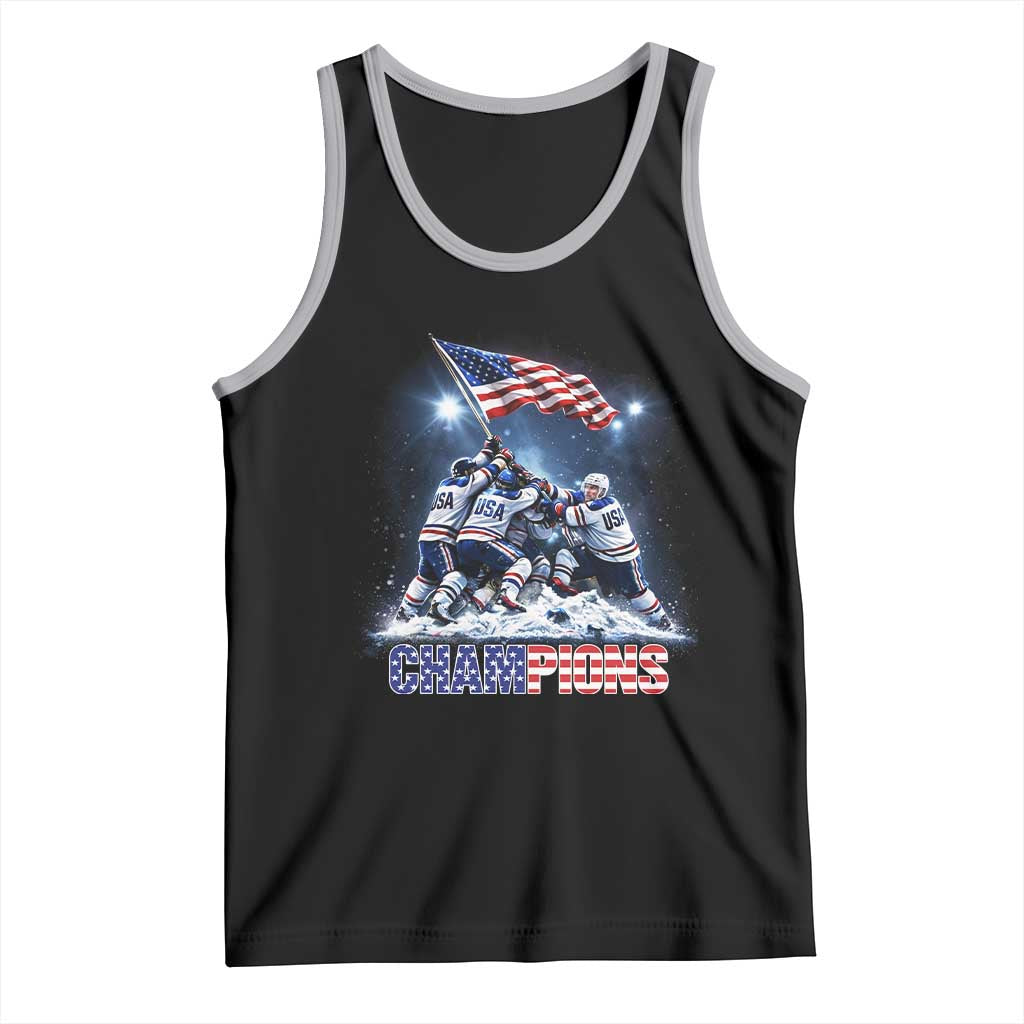 USA Ice Hockey Tank Top Hockey Champions 2026 USA Players Raising Flag On Ice