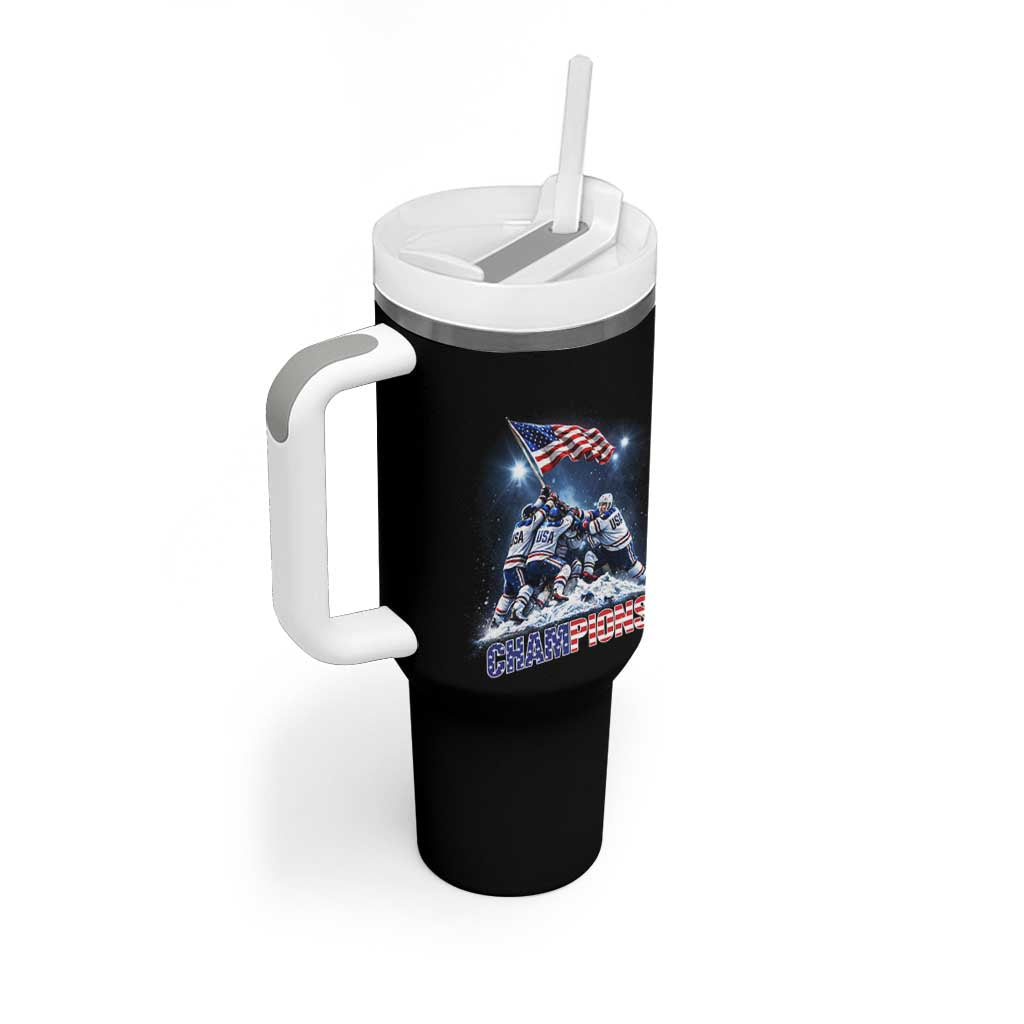 USA Ice Hockey Tumbler With Handle Hockey Champions 2026 USA Players Raising Flag On Ice