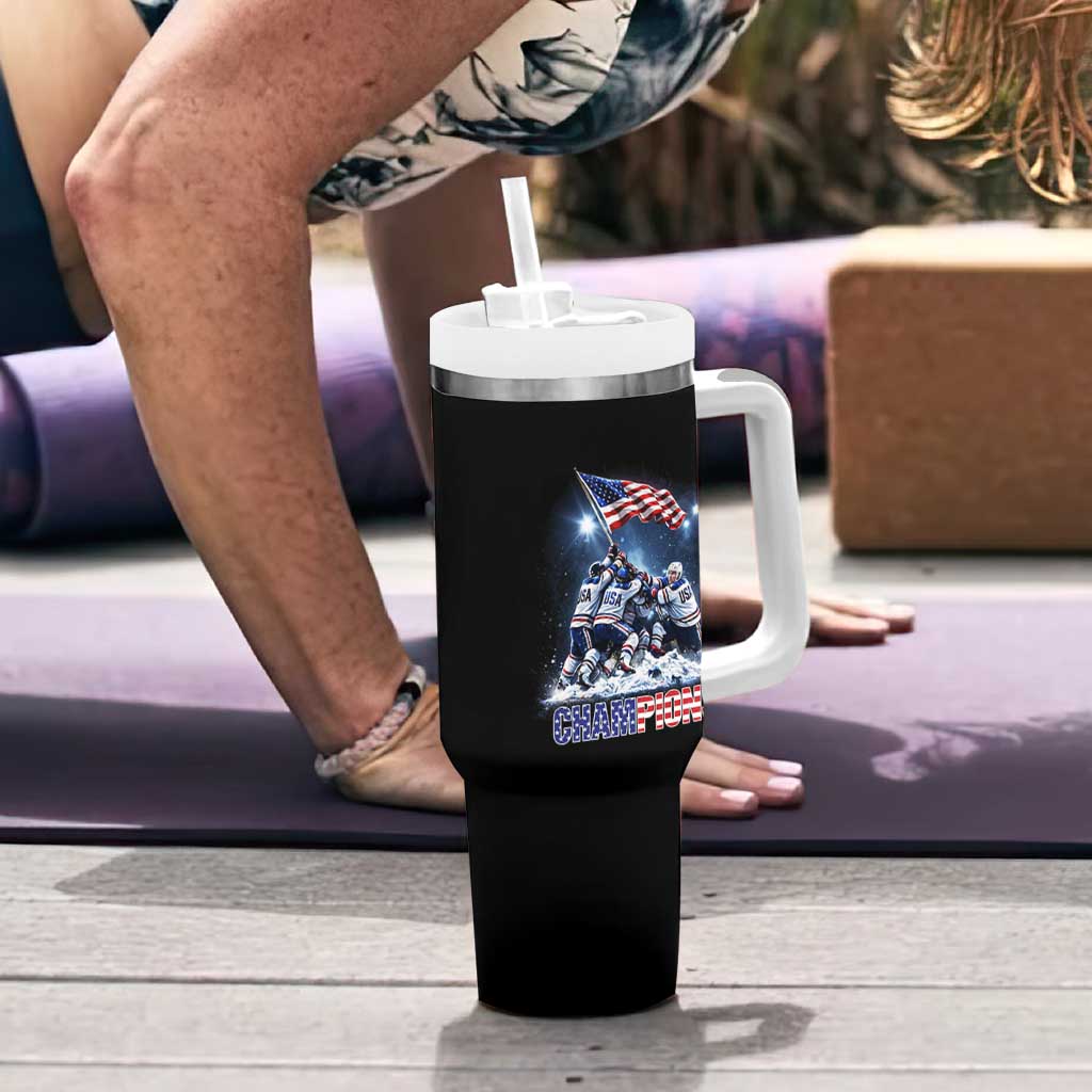 USA Ice Hockey Tumbler With Handle Hockey Champions 2026 USA Players Raising Flag On Ice