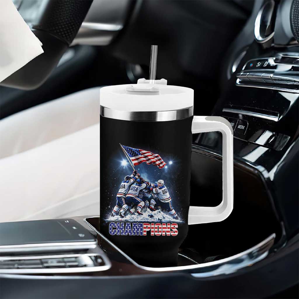 USA Ice Hockey Tumbler With Handle Hockey Champions 2026 USA Players Raising Flag On Ice