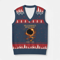 Solar Eclipse 2026 V-Neck Knit Sweater Vest Hello Darkness 12 August 2026 Totality Gift